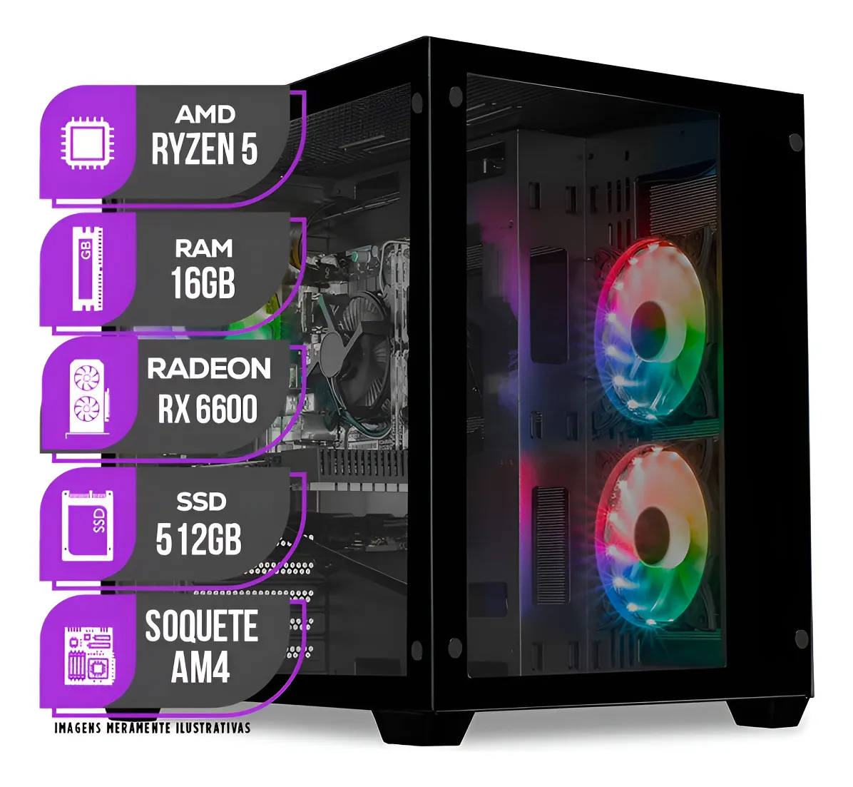 PC Gamer com placa Radeon RX 6600